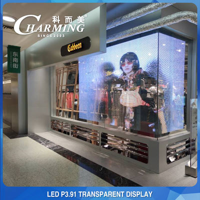 Indoor 1920-3840Hz transparenter LED-Videowand-Glasbildschirm für die Werbung