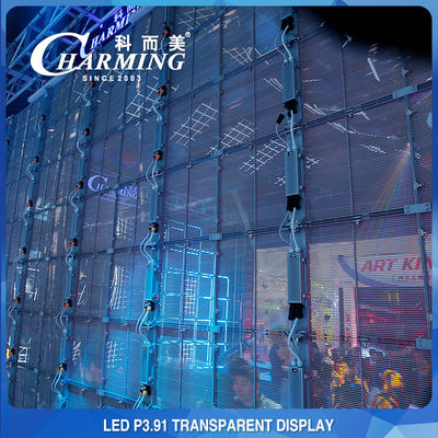 Einkaufszentrum Werbung P3.91 Transparente LED-Videowand 4K Innenraum