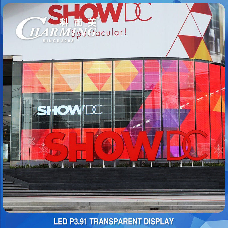 Einkaufszentrum Werbung P3.91 Transparente LED-Videowand 4K Innenraum