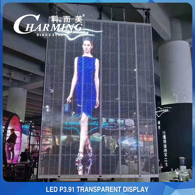 Farbenreiches transparentes LED-Videowand 1000X500mm Verkaufsmöbel LED-P3.91 im Freien