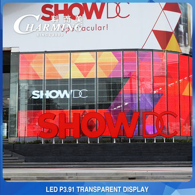 Einkaufszentrum Werbung P3.91 Transparente LED-Videowand 4K Innenraum